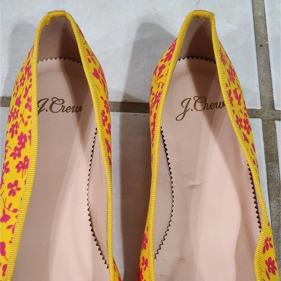 J.‎ Crew Kiki Yellow Neon Saffron Briar Floral Bouquet Ballet Flat Shoes 6 - Picture 5 of 9
